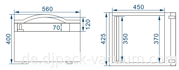 DZ-350m Tischplatten-Vakuumverpackungsmaschine für Fleisch Seafood Geflügel